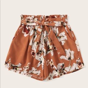 Shein Front-Tie Floral Shorts